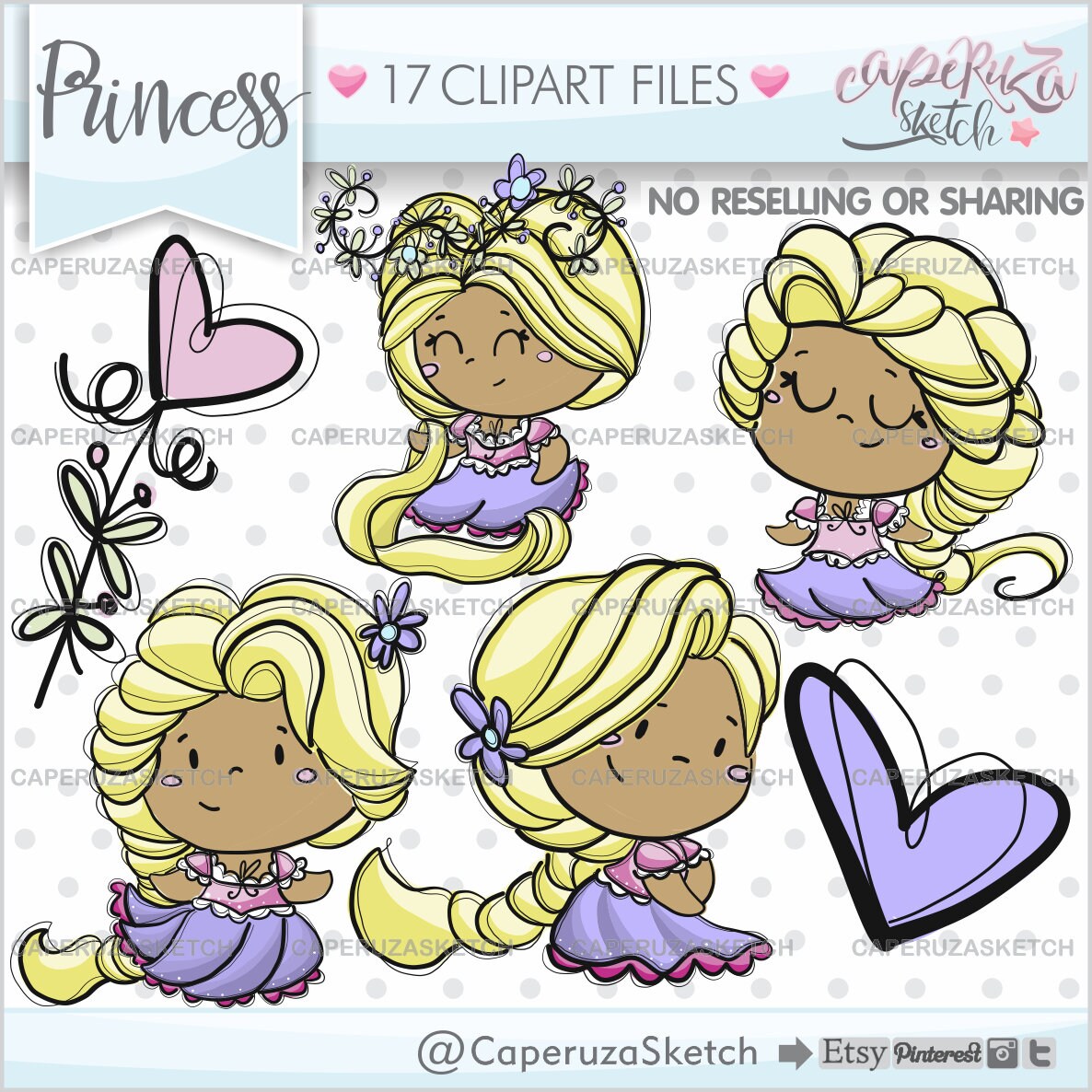Princess Clip Art COMMERCIAL USE Princesses Clipart - Etsy