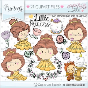 Princess Clipart, Princess Graphics, COMMERCIAL USE, Princess, Princess Clip Art, Party Graphics, Princess Dresses, Nursery Decor, Princess image 1