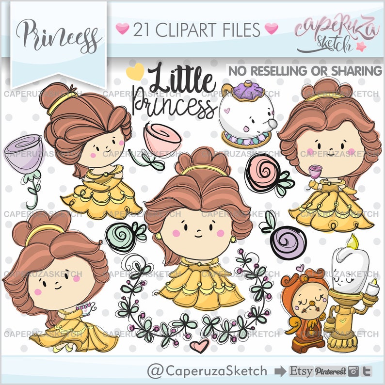 Princess Clipart, Princess Graphics, COMMERCIAL USE, Princess, Princess Clip Art, Party Graphics, Princess Dresses, Nursery Decor, Princess image 1