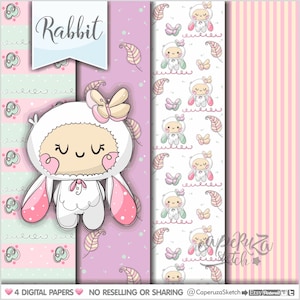 Kaninchen digitales Papier, Kaninchen, Hase digitales Papier, kommerzielle Nutzung, Rabbit Geschenkverpackung, digitale Geschenkpapier, Tier Muster, Ostern