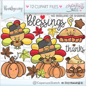 Thanksgiving Clipart, Thanksgiving-Grafik, KOMMERZIELLE NUTZUNG, Türkei Clipart, Thanksgiving-Party, Thanksgiving-Feier, Kürbis Clipart Bild 1