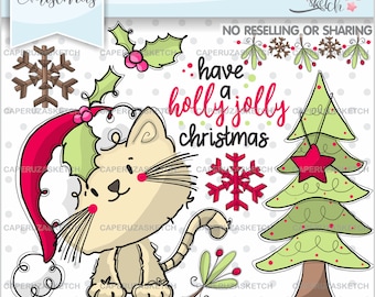 Christmas Cat Clipart, Christmas Clipart, Christmas Graphics, COMMERCIAL USE, Cat Clipart, Cat Graphic, Christmas Decor, Planner Accesories