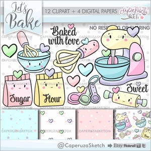 Clipart de panificação, gráficos de panificação, clipart de cozinha, USO COMERCIAL, clipart de padeiro, suprimentos de panificação, clipart de utensílios de cozinha, equipamento de panificação