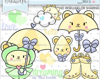 Bear Clipart, Umbrella Clipart, Bear Graphic, COMMERCIAL USE, Winter Clipart, Rain Clipart, Spring Clipart, Winter Graphic, Weather, Podcast