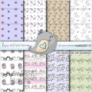 Papel digital para pássaros, papel para impressão, padrão de pássaros, USO COMERCIAL, papel para pássaros, padrão de animais, festa de pássaros, papel digital de amor, textura de pássaros