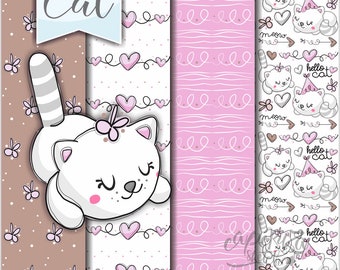 Cat Digital Paper, Cat Pattern, Animal Pattern, COMMERCIAL USE, Kitten Digital Paper, Cat Gift Wrap, Cat Gift Wrapping, Cat Texture, Paper