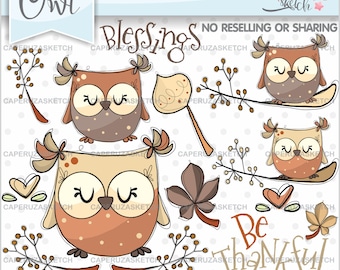 Owl Clipart, Owl Graphics, Autumn Clipart, COMMERCIAL USE, Autumn Graphics, Animal Clipart, Animal Graphics, Fall Clipart, Woodland Clipart