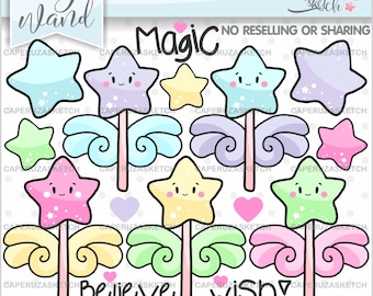 Magic Wand Clipart, Magic Wand Graphics, COMMERCIAL USE, Magic Clipart, Magicians Wand Clipart, Magic Star Fairy Wand Clipart, Wand Clipart