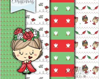 Christmas Scrapbooking Paper, Christmas Digital Paper, COMMERCIAL USE, 12 x 12 papers, Christmas Pattern, Christmas Texture, Gift Wrapping