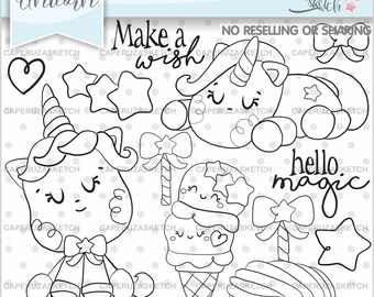 Unicorn Stamps, Unicorn Digital Stamps, Unicorn Images, COMMERCIAL USE, Unicorn Coloring Pages, Planner Accesories, Ice Cream Stamps, Stamps