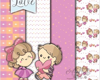 Valentine's Day Digital Paper, Valentine's Day Pattern, Love Pattern, COMMERCIAL USE, Valentine Paper, Valentine Pattern, Love Digital Paper