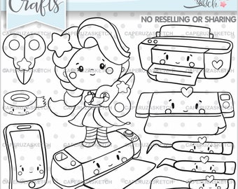 Craft Digital Stamps, Planner Girl Stamps, Scrapbooking Stamps, COMMERCIAL USE, Scrapbook Stamps, Printer Stamps, Office Stamps, Craft Stamp