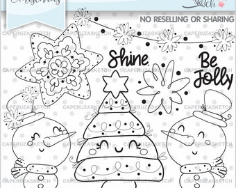 Christmas Stamp, Snowman Stamp, Christmas Party, COMMERCIAL USE, Snow Man Stamp, Christmas Clipart, Christmas Coloring Pages, Christmas Tree