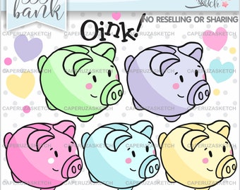 Piggy Bank Clipart, Saving Money Clipart, Money Clipart, COMMERCIAL USE, Saving Money Graphics, Save Money Clipart, Piggy Bank Graphics