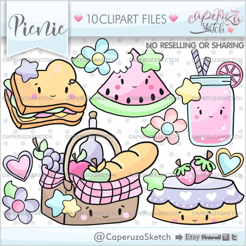 Picnic Clipart, Picnic Graphics, COMMERCIAL USE, Fast Food Clipart, Fast Food Graphic, Food Clipart, Food Graphic, Summer Clipart, Summer image 1