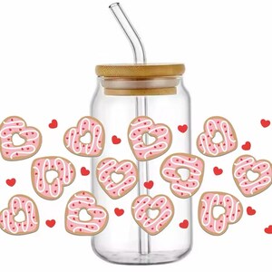 Hearts 16oz Snowglobe Glitter Cup w/ lid, straw and Straw Brush