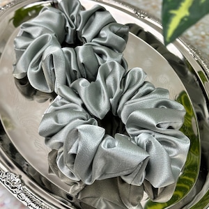 Sage satin scrunchies, satin scrunchies, silky scrunchies, scrunchies hair tie, READY TO SHIP.