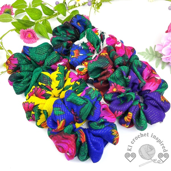 Hmong grandma inspired scrunchies, floral scrunchies, gift for her, bridesmaids gifts, READY TO SHIP
