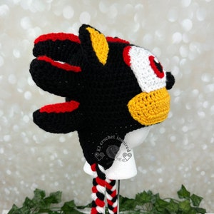 MADE TO ORDER, sonic shadow, black hedgehog, crochet sonic hat, crochet hedgehog hat, crochet winter hat, hedgehog inspired