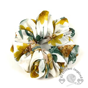 Floral scrunchies, chiffon scrunchies, floral print scrunchies, handmade scrunchies, floral chiffon scrunchies, xl scrunchies