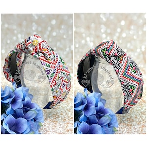 Hmong Chinese embroidery headbands, Hmong headbands, top knot headbands, Hmong hair bands, knotted headbands, fit girl to adults