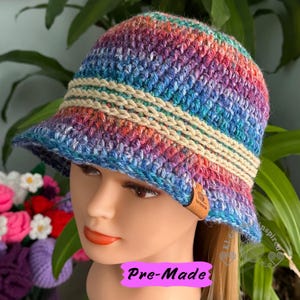 READY TO SHIP, crochet bucket hat, crochet sun hat, colorful boho hat, bucket hat for men, bucket hat for women, crochet summer/winter hat