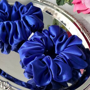 Royal blue satin scrunchies, satin hair scrunchies, soft satin hair scrunchies, gift for her, bridesmaids proposal gift, READY TO SHIP