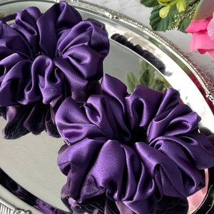 Purple satin scrunchies, satin hair scrunchies, soft satin hair scrunchies, gift for her, bridesmaids proposal gift, READY TO SHIP