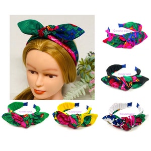MADE TO ORDER,  floral headbands, Hmong grandma bow headband, grandma bow headband, bendable and removable bow headband, knotted headbands