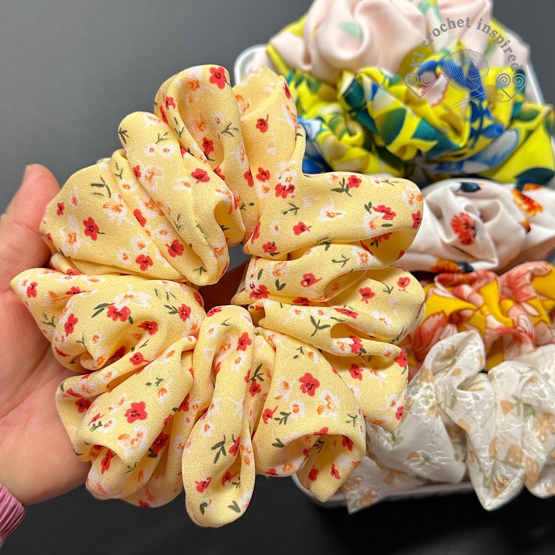 Oversized Scrunchie, Spring Hair Scrunchies, Floral Hair Scrunchies ...