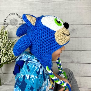 MADE TO ORDER, crochet sonic hat, crochet hedgehog winter hat, blue hedgehog beanie, custom Halloween hat, crochet character hat.