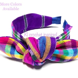 MADE TO ORDER, Hmong Vietnam scarves headband, bendable/removable bow headband, plastic headband, one size fit most-girl and woman, (hb#8)