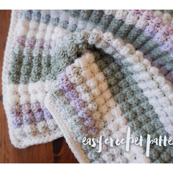 Bobble baby blanket | Beginner crochet pattern
