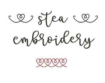 4 Sizes**Stea Embroidery Font Embroidery design- 8 formats machine embroidery design - Instant Download machine embroidery pattern