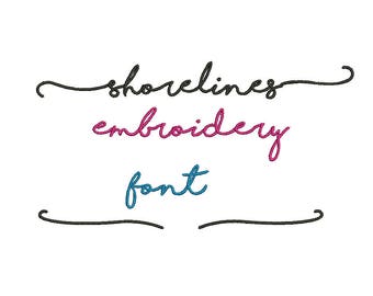 5 Sizes**Shorelines Embroidery Font Embroidery design- 8 formats machine embroidery design - Instant Download machine embroidery pattern