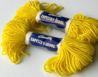 1 skein - Bucilla Tapestry Wool Yarn - Color 038 (bright yellow) - 20 g / 40 yards - Discontinued Yarn