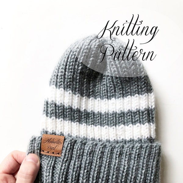 KNITTING PATTERN // Taylor Beanie // Ribbed Beanie // Beginner Knitter // Baby Hat // Stretchy Hat Knitting Pattern