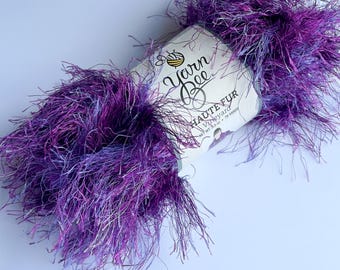 1 Skein: Yarn Bee Haute Fur Yarn - 76 yards; Discontinued Novelty Eyelash Yarn - Vineyard 155
