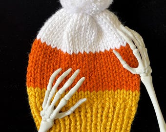 PRE ORDER: Candy Corn Beanie // Halloween Beanie // Halloweenie // Pom Beanie // Candy Corn Hat // It's Corn // It's Cone