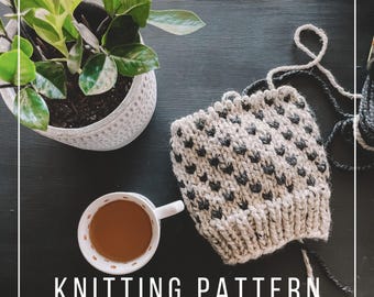 KNITTING PATTERN // Wild Hearts Beanie // Valentine Hat // Beginner Knitter // Knit Fair Isle Heart Hat Beanie Pattern // Quick Knit Pattern