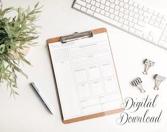 PRINTABLE // Monthly Organizer // Calendar Template // Month At A Glance // Modular Calendar // Digital Download // DIY // Organization