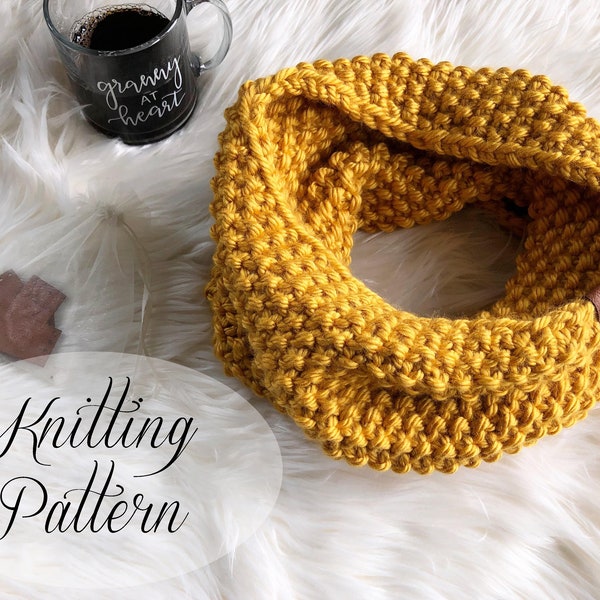 KNITTING PATTERN // Kate Cowl // Infinity Scarf // Seed Stitch // Beginner Pattern // Scarf Knitting Pattern // Infinity Scarf Pattern