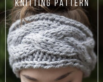 KNITTING PATTERN // Braided Cable Headband // Chunky Knit // // Earwarmer Knitting Pattern // Beginner Knitter // Quick Knit Pattern // DIY