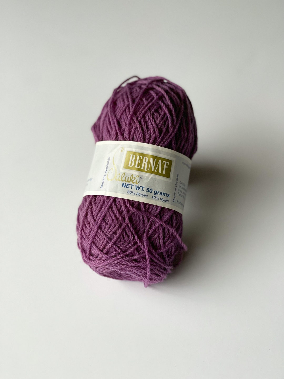 1 Skein Bernat Saluki Yarn Color Amethyst, Dye Lot A 54 G / 1.9 Oz