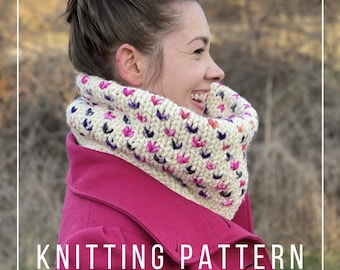KNITTING PATTERN // Wild Hearts Cowl // Infinity Scarf Knitting Pattern // Fair Isle Knitting Pattern // Valentine Gift // Little Hearts