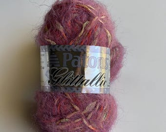 Yarn Bundle: 3 skeins Patons Glittallic Vintage - Novelty Yarn - Pink Sparkle 66440
