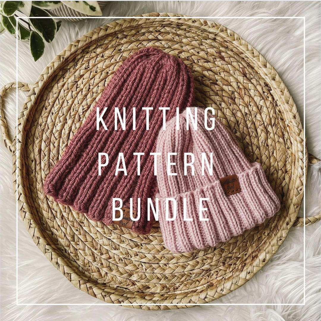 KNITTING PATTERN BUNDLE // Taylor Beanie // Ribbed Beanie // Beginner ...