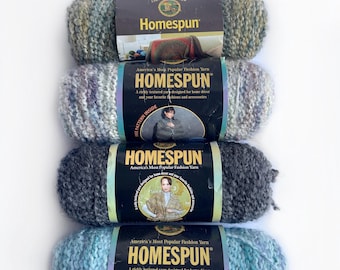 1 Skein: Lion Brand Homespun Yarn - 395 Meadow 329 Waterfall 315 Tudor 790 Edwardian