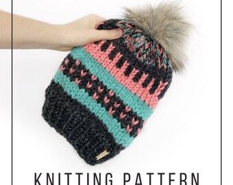 KNITTING PATTERN // Triple Threat Toque // Slouchy Beanie // Beginner Knitter