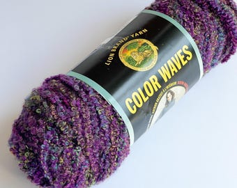 1 Skein: Lion Brand Color Waves Yarn - Purple Vista 347